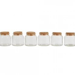 Funky Chunky Furniture Accessories Set Of Small Round Glass Jars With Cork Stoppers