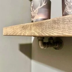 Funky Chunky Furniture Wingate Solid Wood Shelf & Brackets - 9x1.5 Rustic Shelf (22.5cmx4cm)