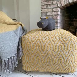 Funky Chunky Furniture Yellow And Silver Mohair Throw